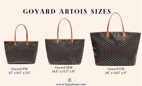 goyard size chart|goyard artois pm price.